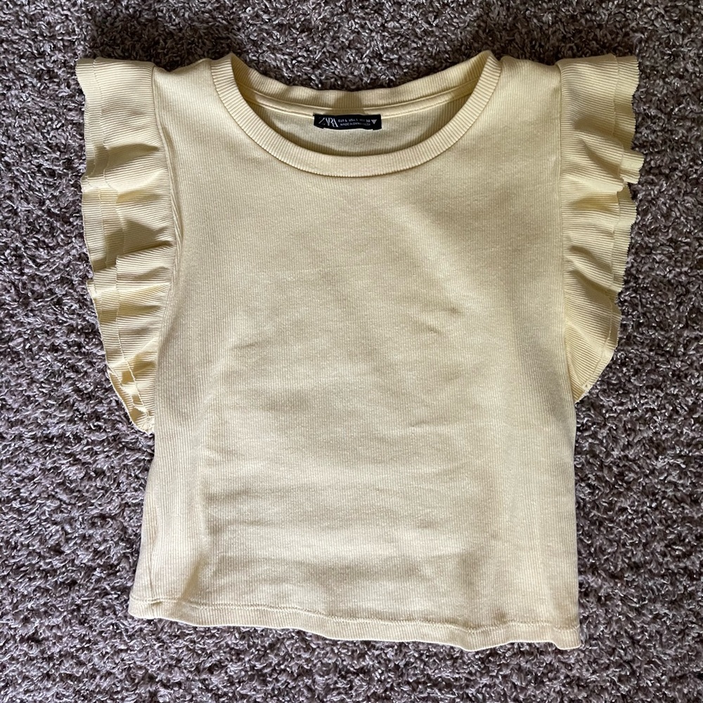 Yellow Ruffle Sleeve Zara Crop Top